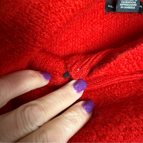 Adrienne Vittadini size small Red Cowl Neck Sweater with Turtleneck Style draped - Picture 3 of 8